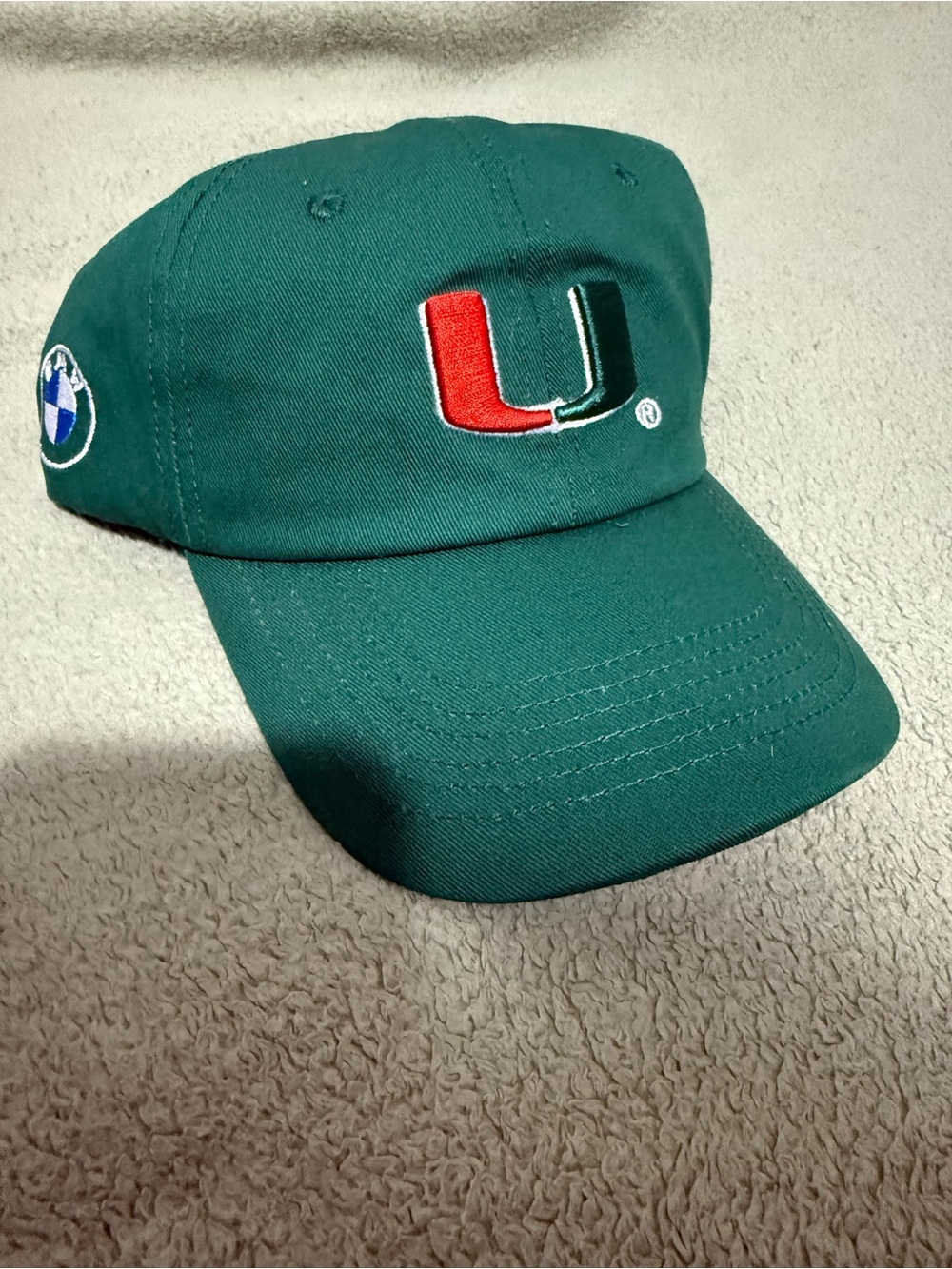 BMW Miami Hurricanes Green Baseball Cap with Embroidered 'U' Logo